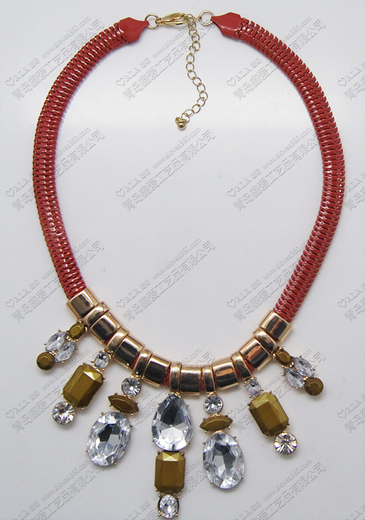 紅色鏈條鑲鉆寶石底座時(shí)尚經(jīng)典歐美項(xiàng)鏈