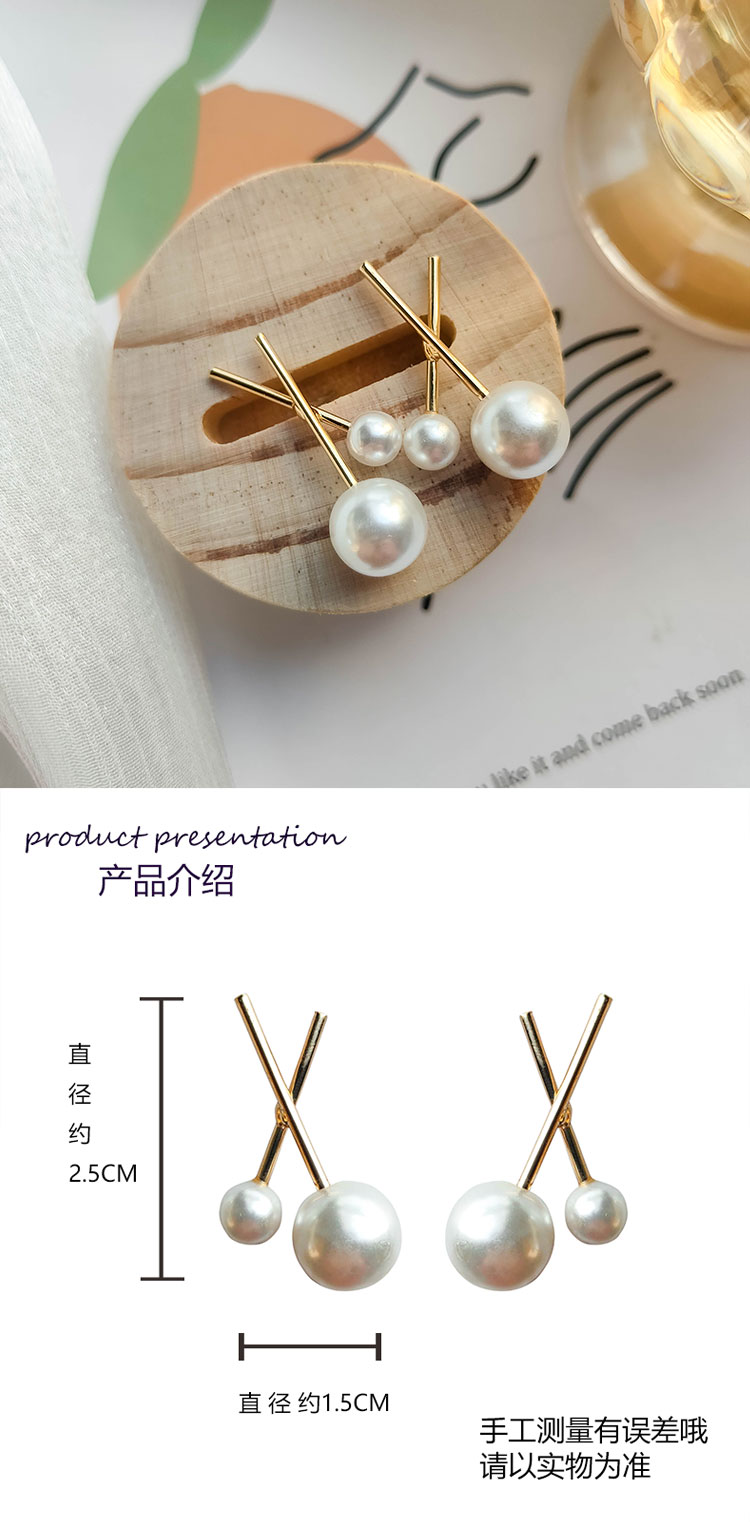 S925銀針韓式簡約珍珠交叉耳環(huán)飾品工廠