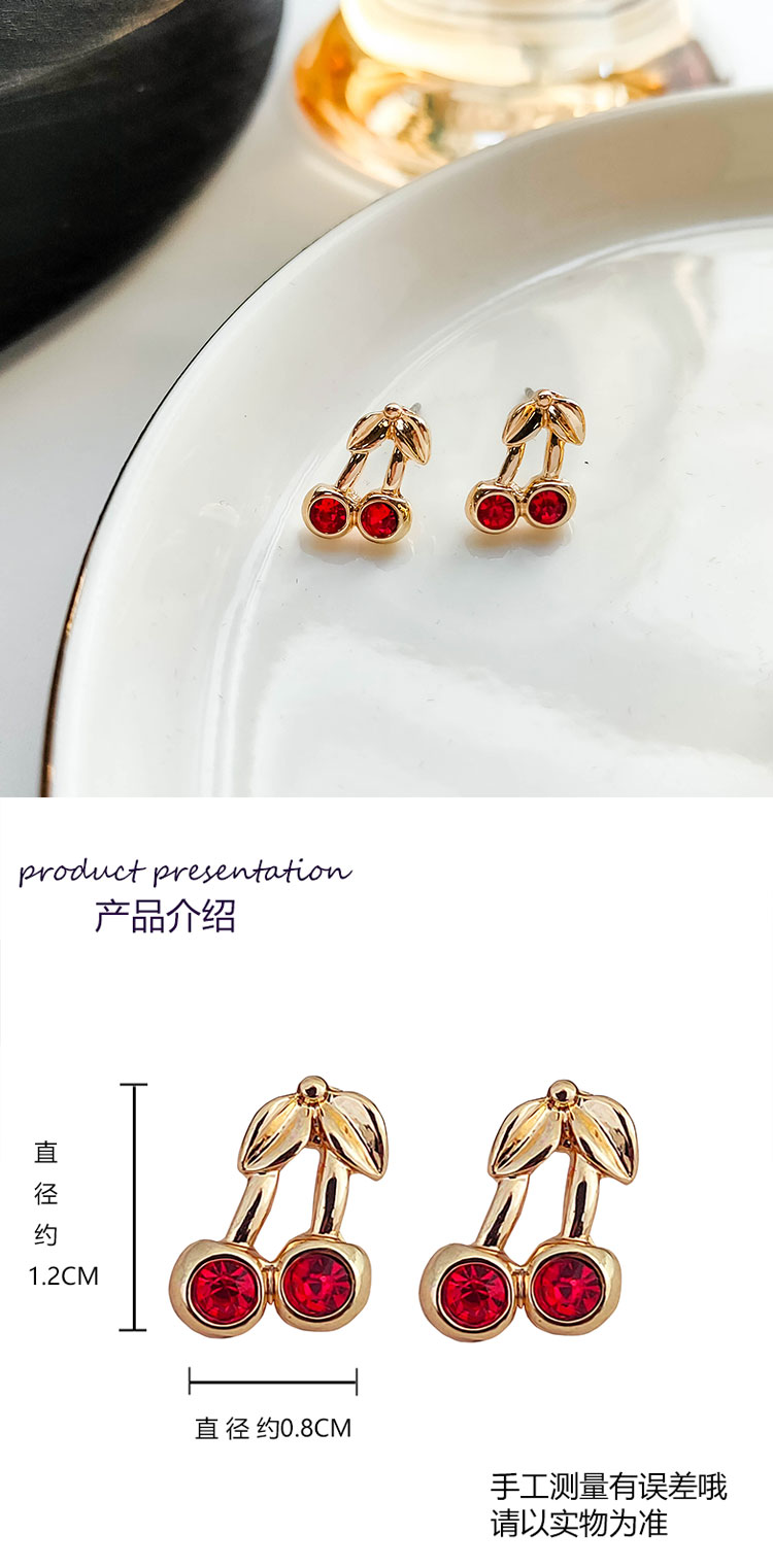 韓國(guó)可愛(ài)甜美紅色櫻桃耳環(huán)廠家