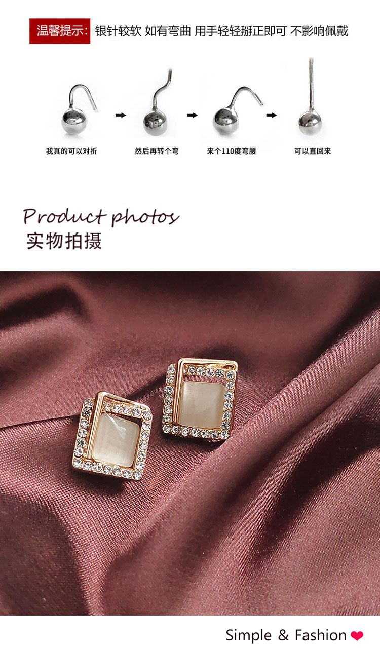 復(fù)古方塊鑲鉆鏤空耳環(huán)飾品批發(fā)