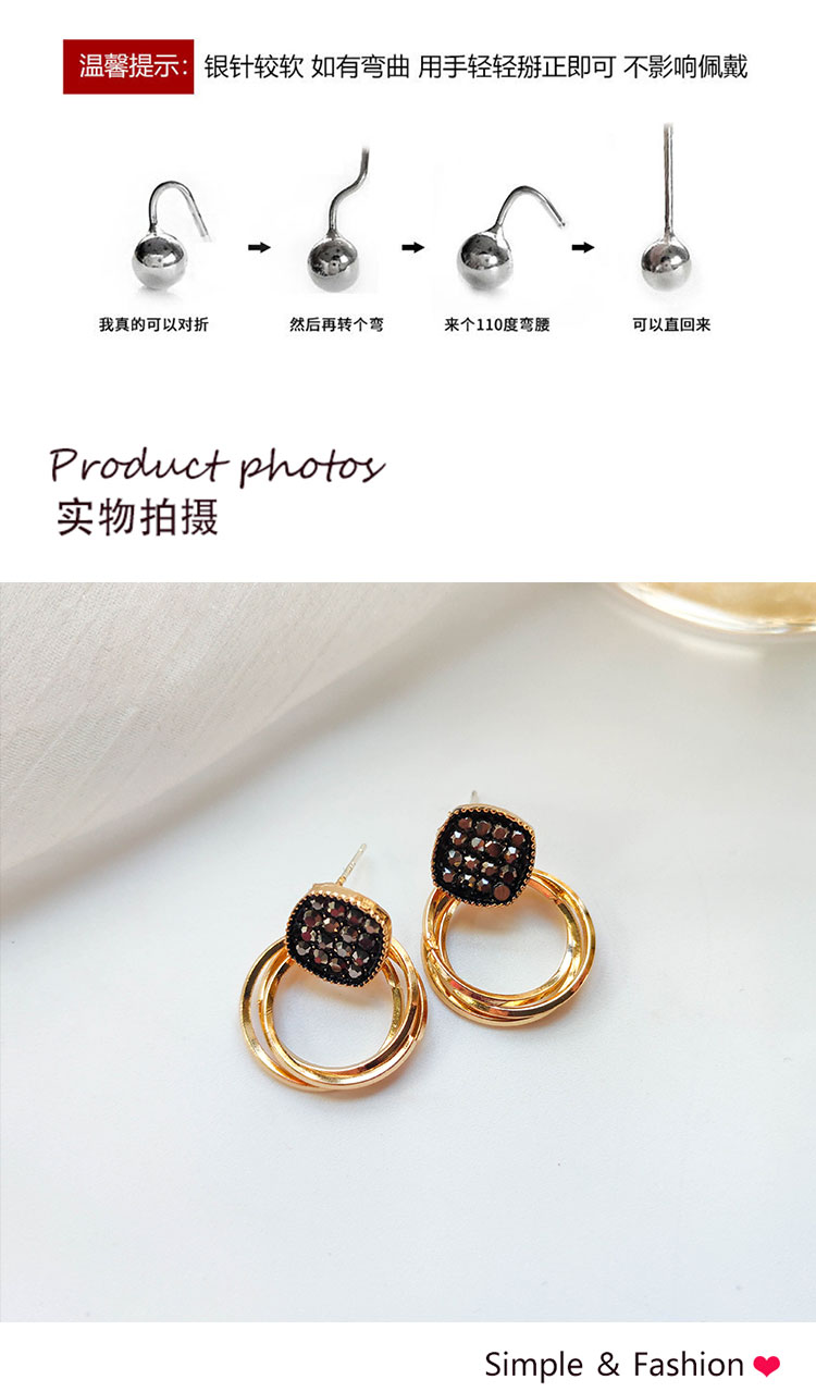 簡約氣質(zhì)滿鉆幾何圓圈耳環(huán)