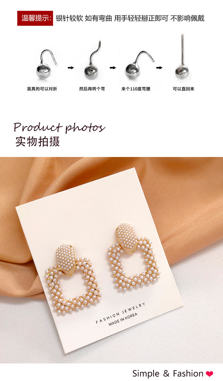 復(fù)古鏤空方形珍珠耳釘批發(fā)