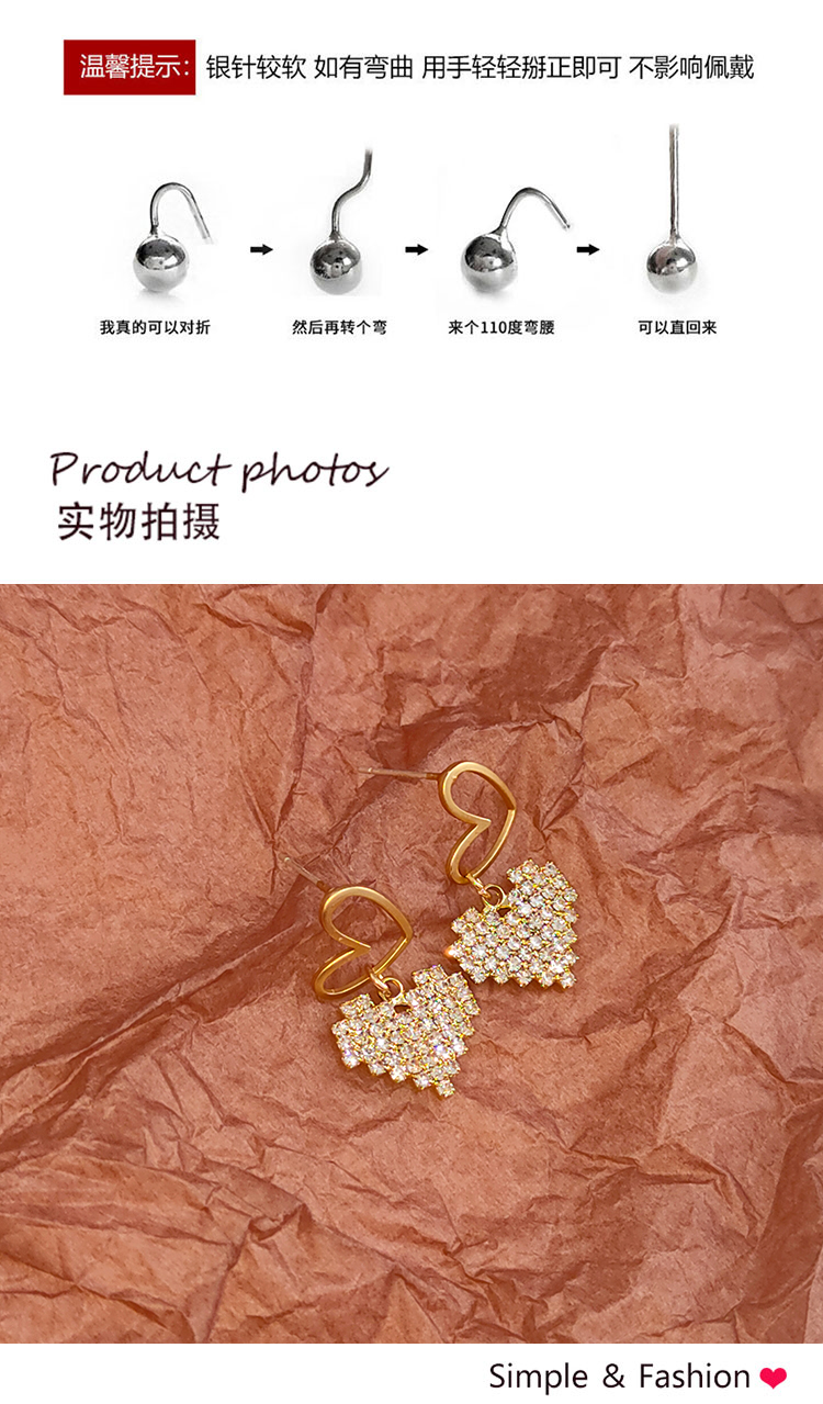 飾品工廠(chǎng)鏤空愛(ài)心閃鉆耳環(huán)