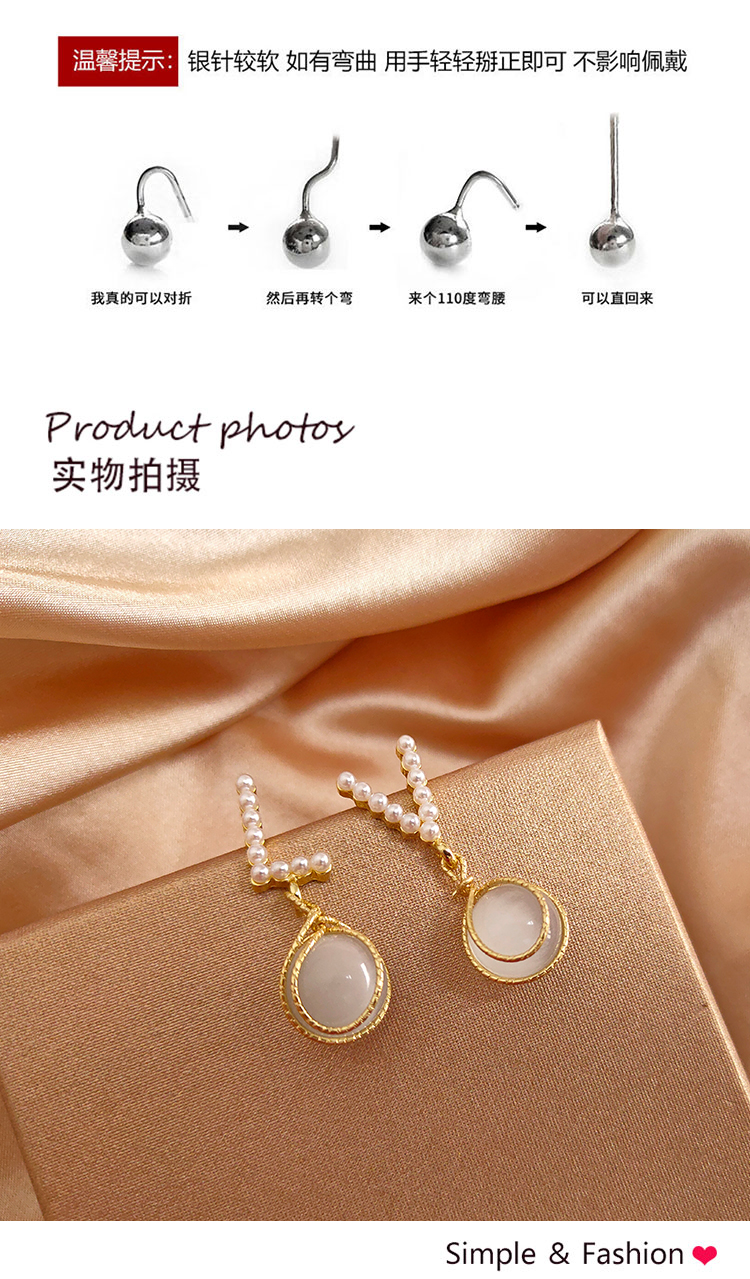 簡(jiǎn)約字母珍珠貓眼石耳環(huán)批發(fā)