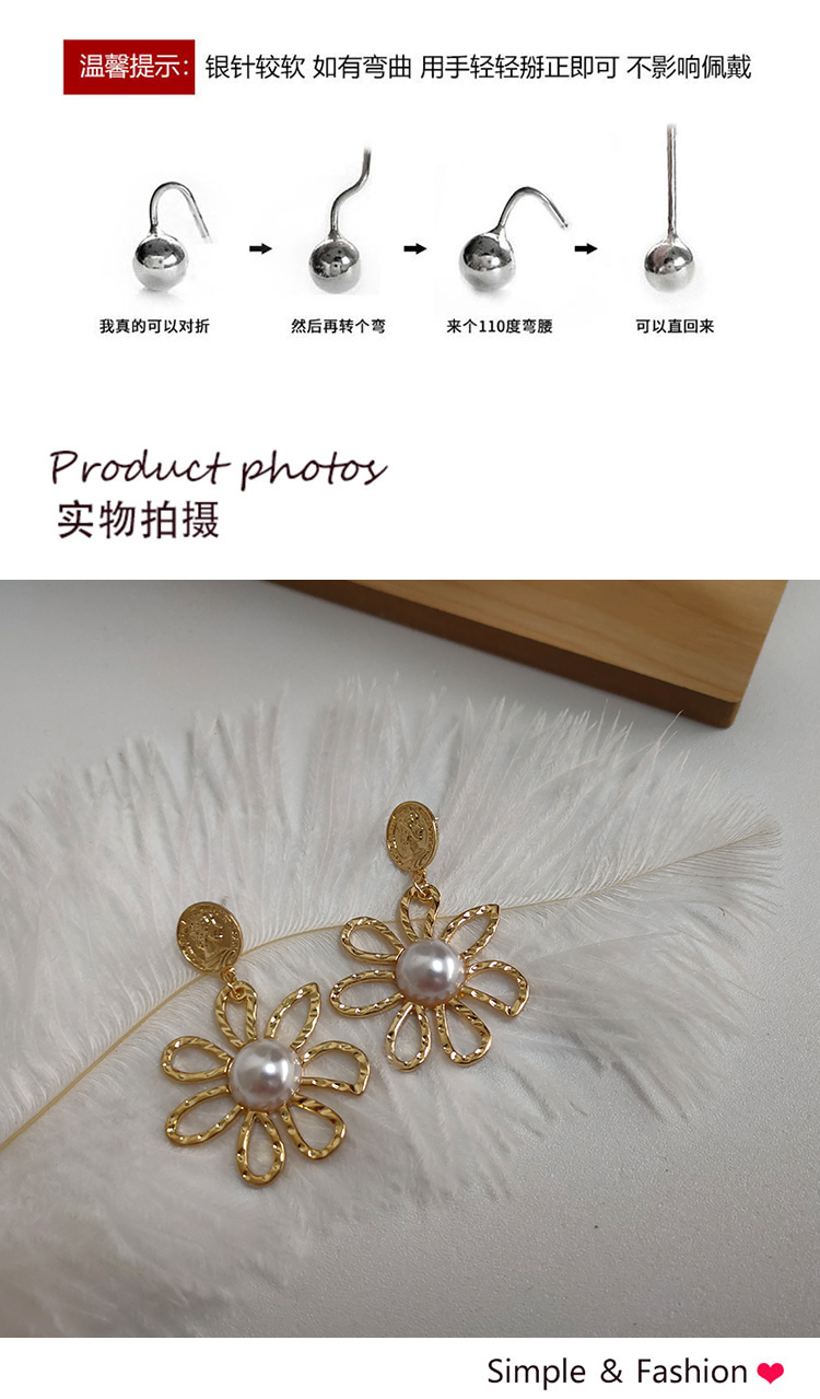 氣質(zhì)簡約花朵珍珠耳環(huán)飾品批發(fā)