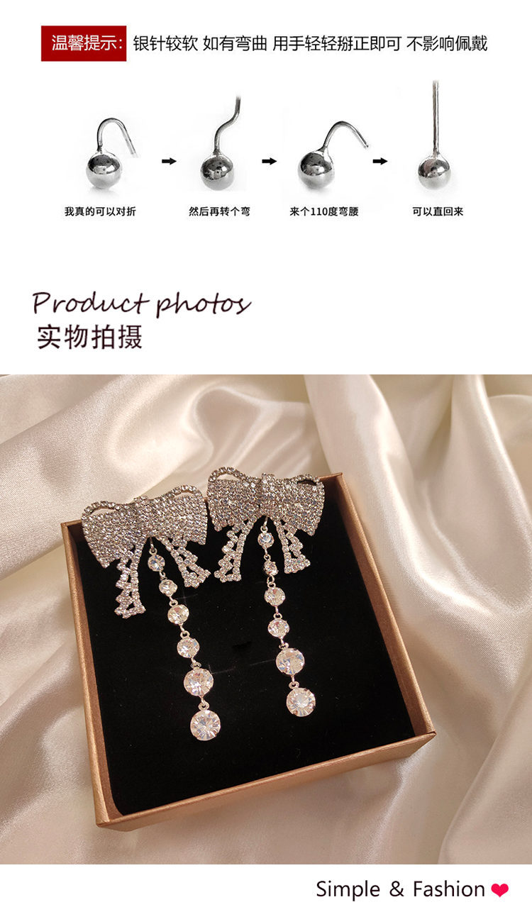 飾品批發(fā)蝴蝶結(jié)滿鉆流蘇耳環(huán)