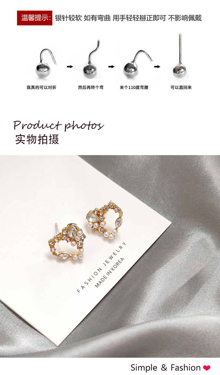 簡約微鑲水鉆愛心耳釘飾品批發(fā)