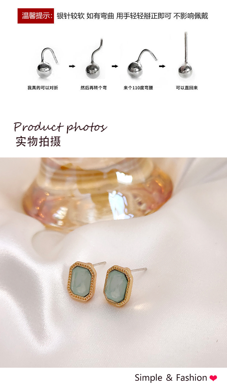 復(fù)古宮廷方塊貓眼石耳環(huán)