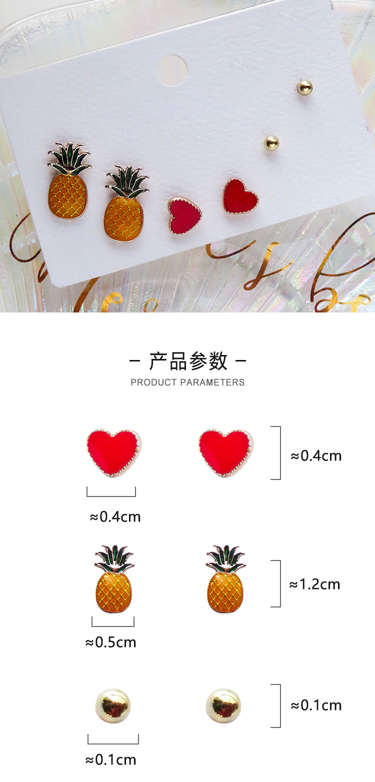 飾品工廠多對水果菠蘿心形耳釘