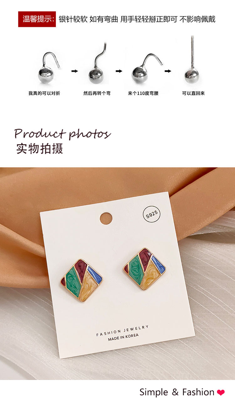 飾品批發(fā)簡約滴油方形耳釘