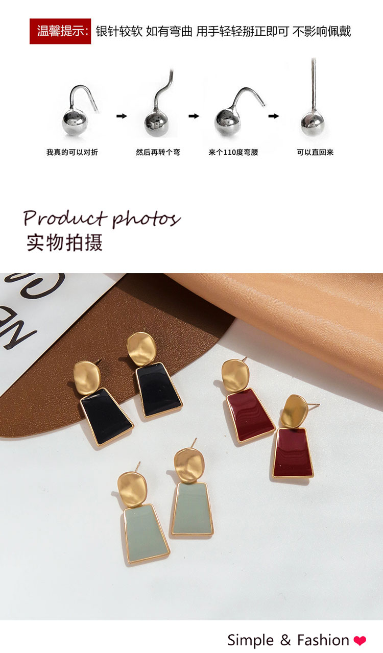 首飾工廠通勤幾何三色滴油耳環(huán)