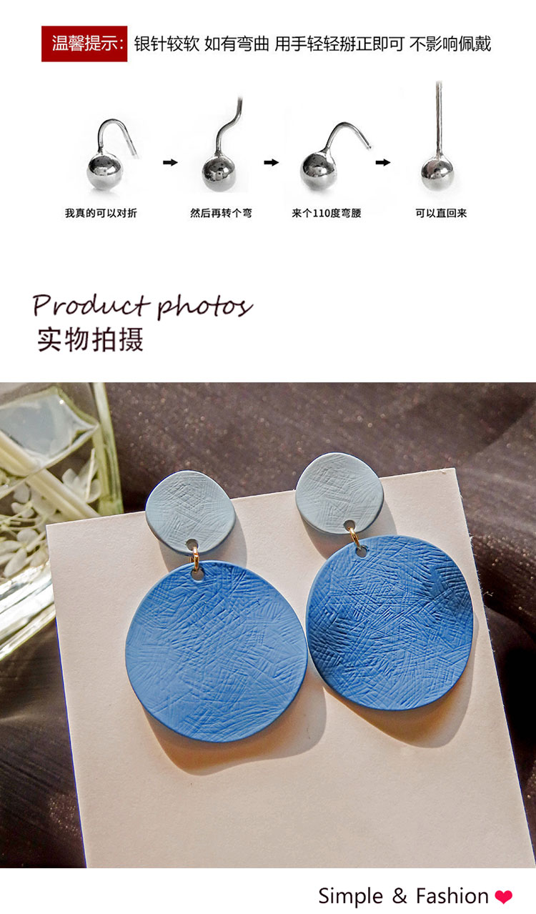 飾品廠家簡約撞色藍(lán)色圓圈耳環(huán)