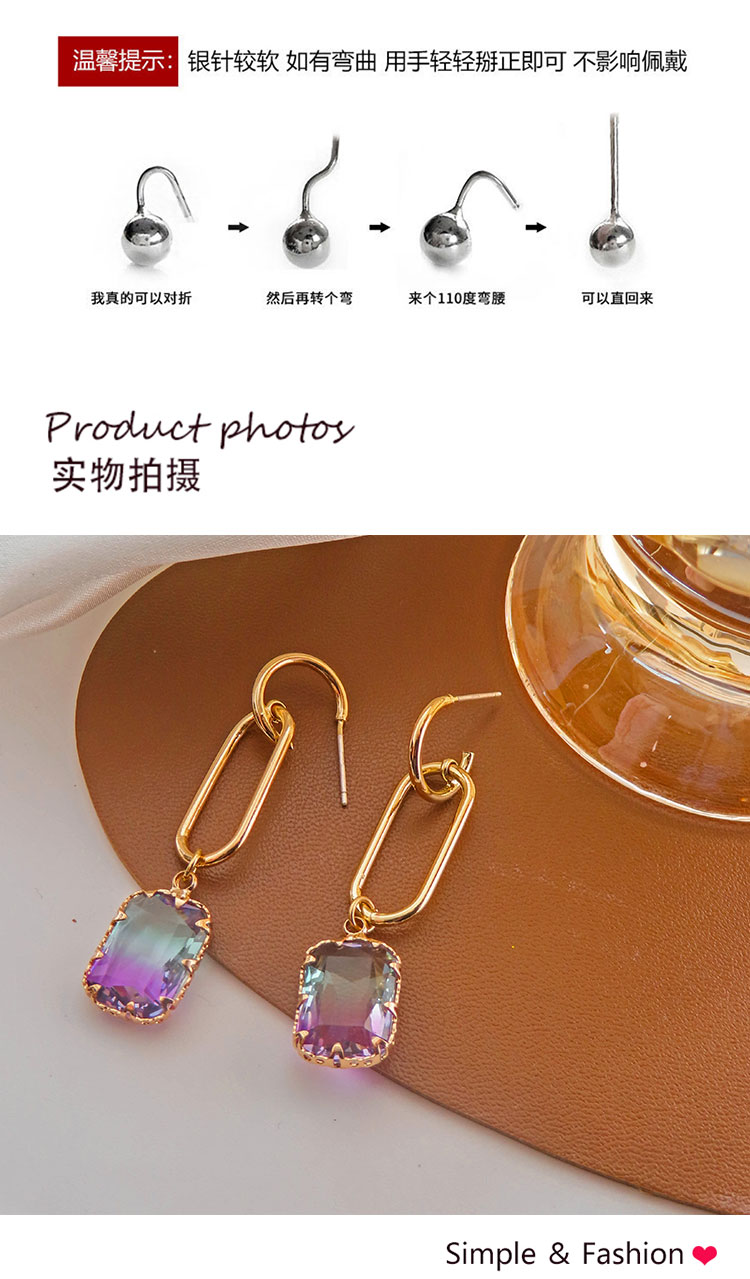 首飾批發(fā)復(fù)古幾何長款玻璃耳環(huán)