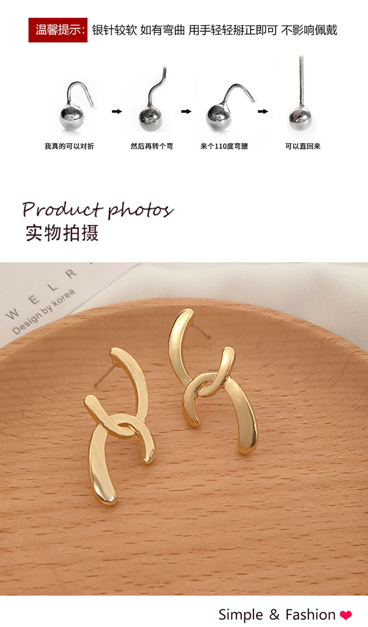 飾品廠(chǎng)不規(guī)則交叉金屬雙c耳釘