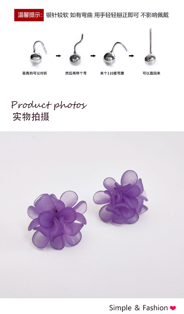 簡約亞克力磨砂花朵耳釘批發(fā)