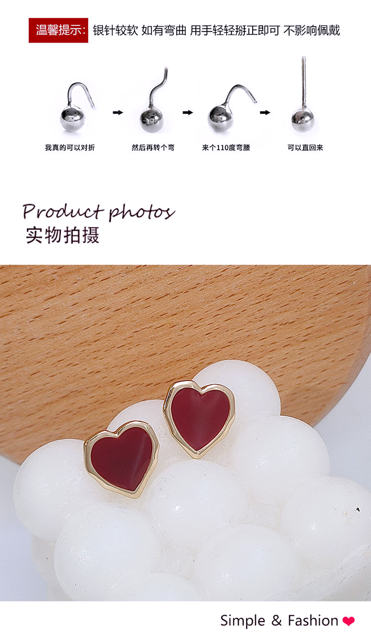 飾品工廠紅色愛(ài)心滴油耳環(huán)