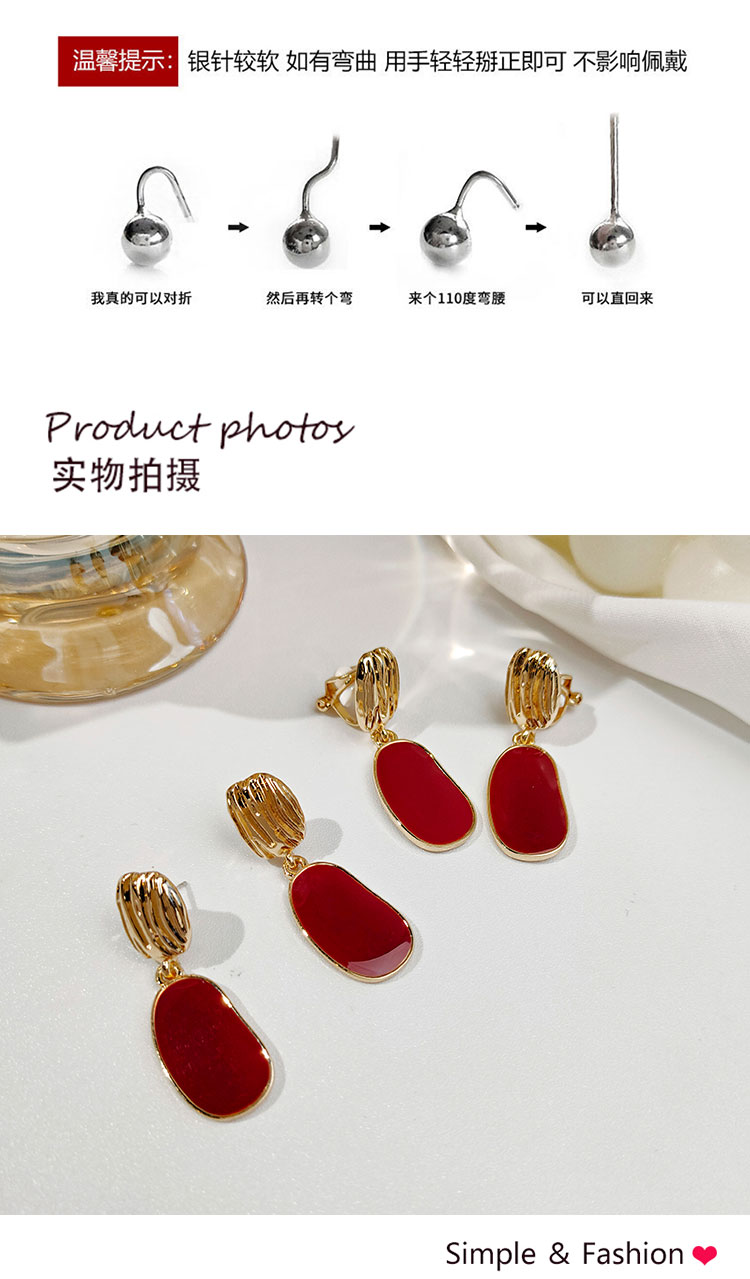 首飾廠家通勤復古紅色滴油耳環(huán)