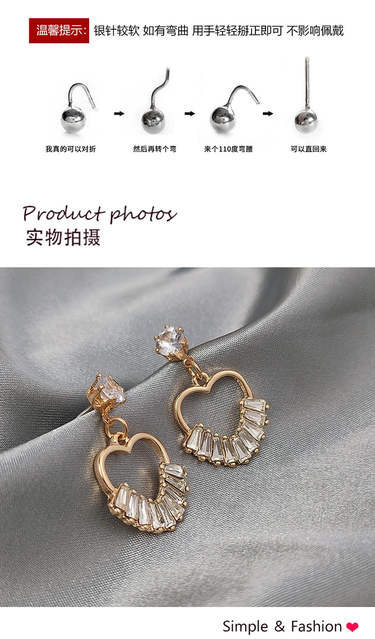 首飾工廠設計感愛心鋯石耳環(huán)