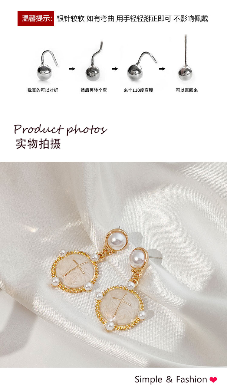 復(fù)古溫柔十字架珍珠耳環(huán)批發(fā)